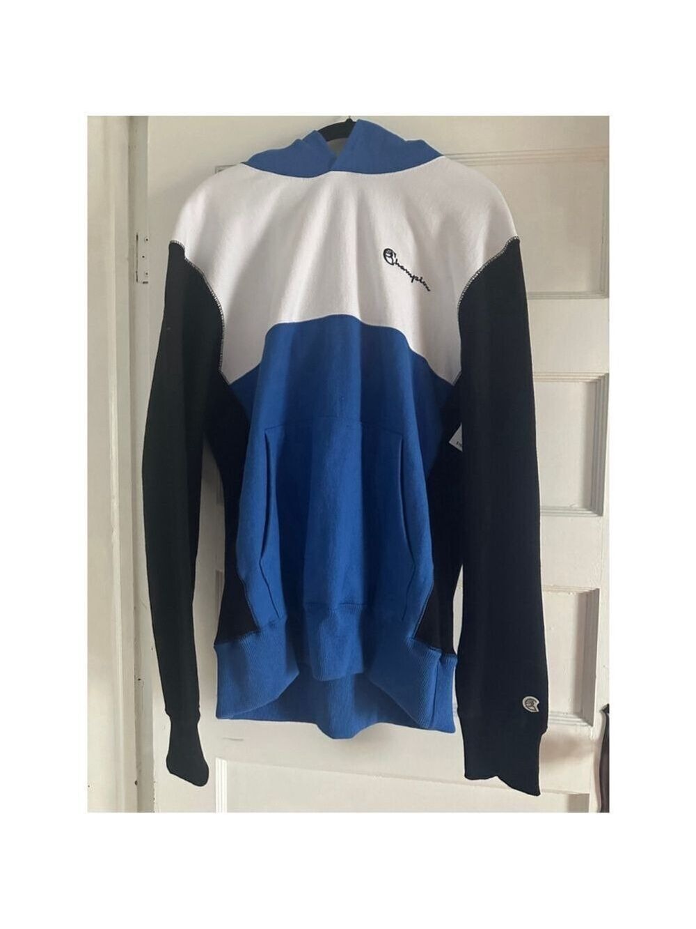 NWT Todd Snyder x Champion Colorblock Hoodie Mens L Blue Black Heritage - Picture 2 of 3